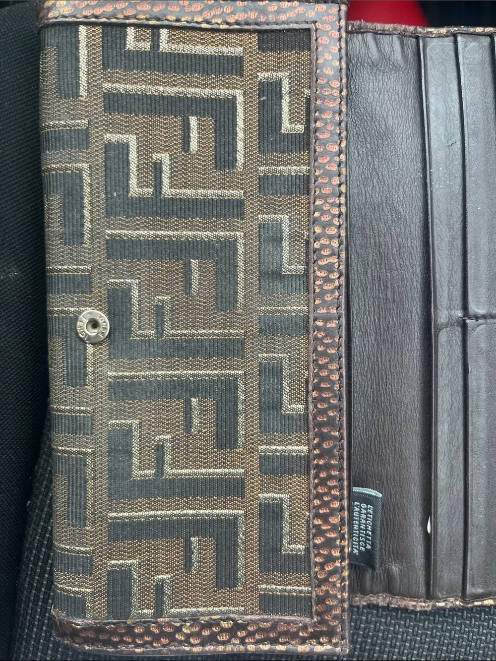 AUTHENTIC Fendi Brown and Gold FF Monogram Continental Wallet